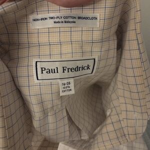 Paul Fredrick Men's Non-Iron Cotton Broadcloth Shirt - Beige